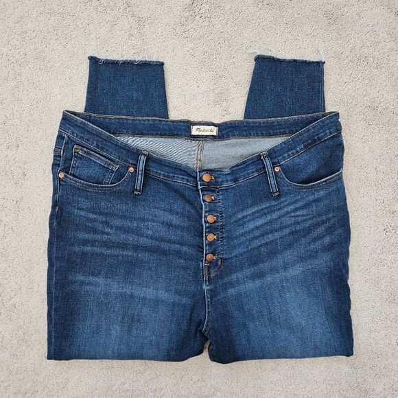 NWOT Madewell Button Fly 9" Mid-Rise Skinny Medium Wash Denim Jeans Women's 37 - Picture 2 of 9